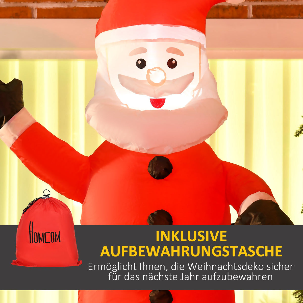 Inflatable Santa with Chimney, LED Lights, 210 cm