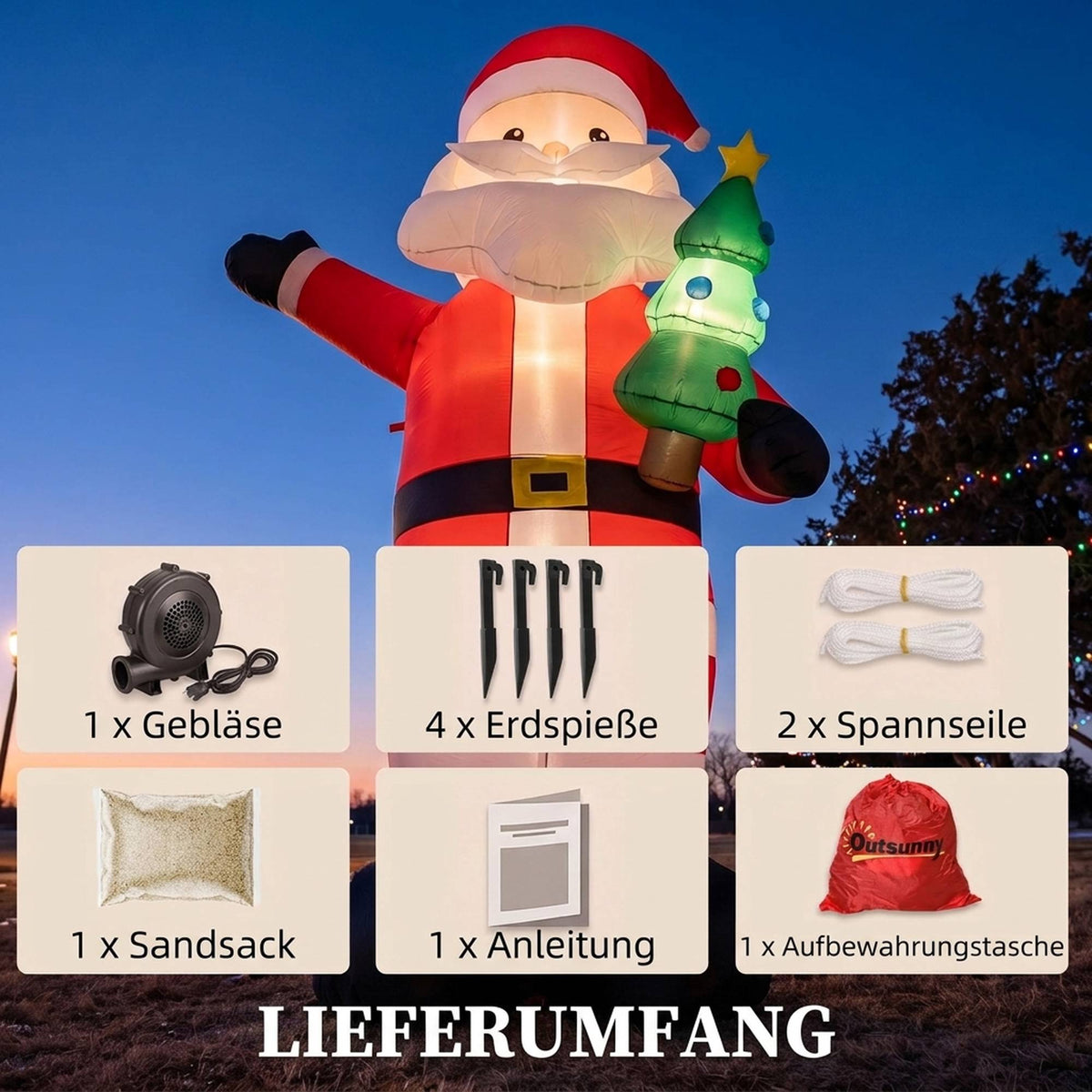 Inflatable Santa with LED Lights, 243 cm Outdoor Decor