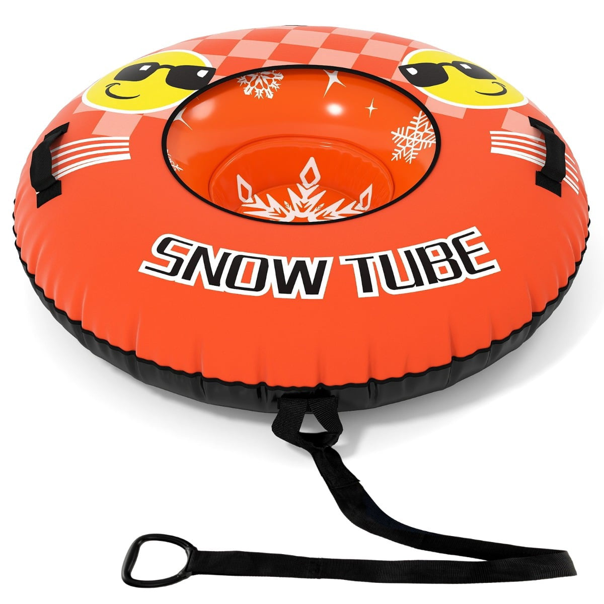 Inflatable Snow Tube with Handles & Tow Rope, Orange