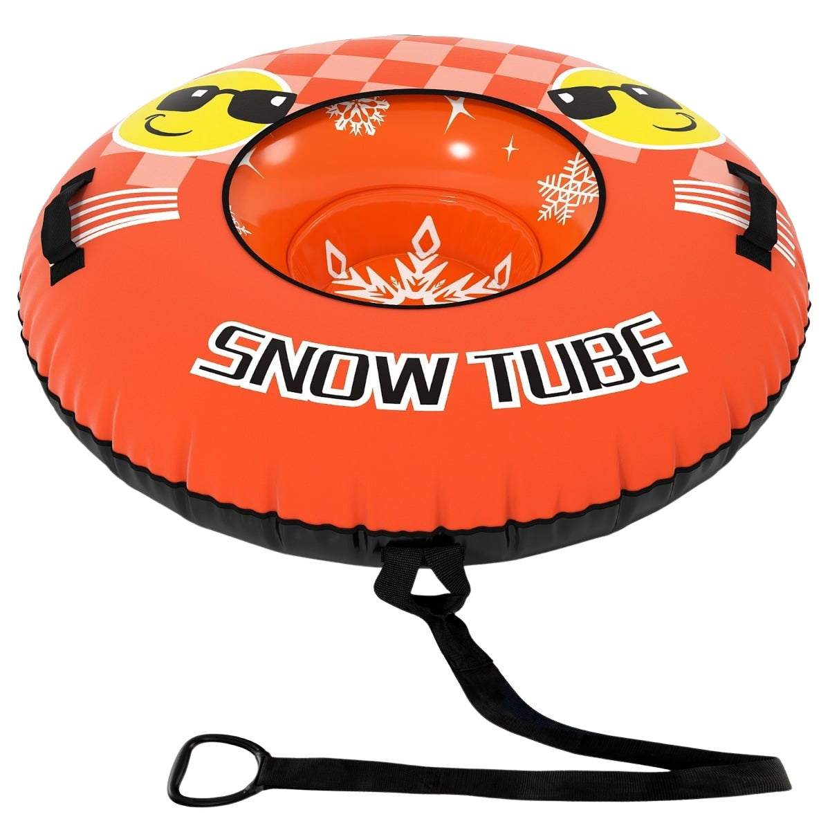 Inflatable Snow Tube with Handles & Tow Rope, Orange