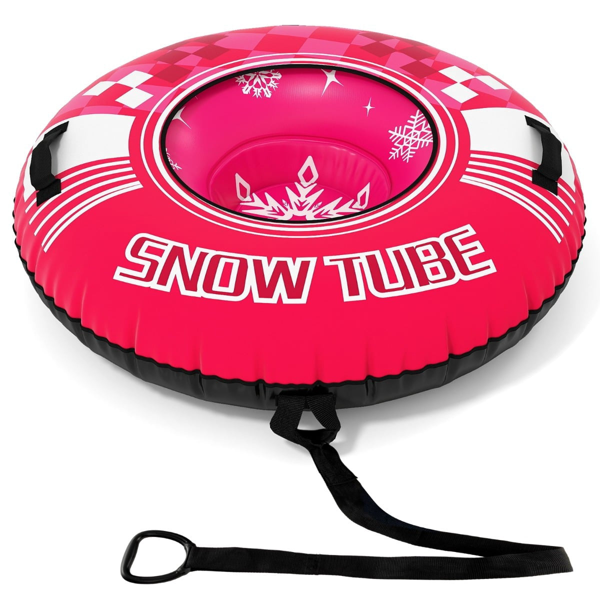 Inflatable Snow Tube with Handles & Tow Rope, Pink