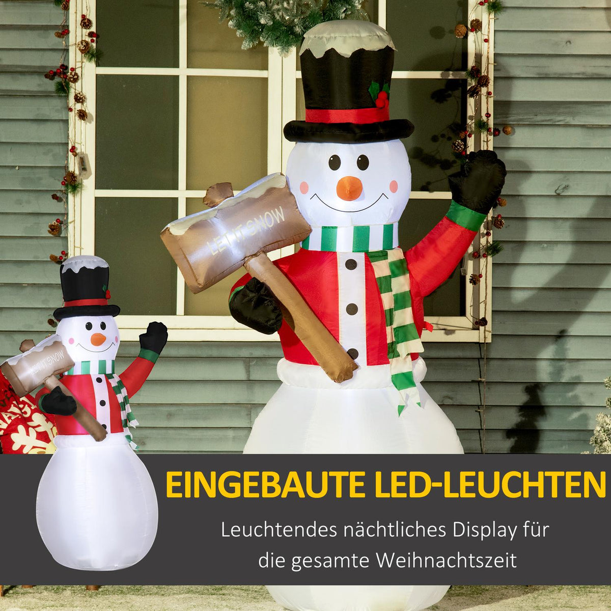 Inflatable Snowman 180 Cm With Sign Inflatable Christmas Decoration With Led Light Christmas Decoration Waterproof Christmas Figures Ip44