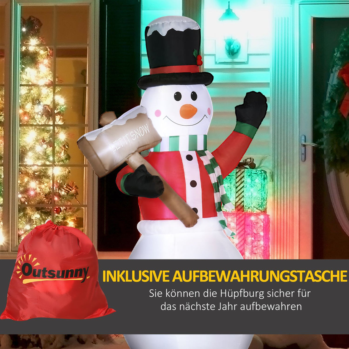 Inflatable Snowman 180 Cm With Sign Inflatable Christmas Decoration With Led Light Christmas Decoration Waterproof Christmas Figures Ip44