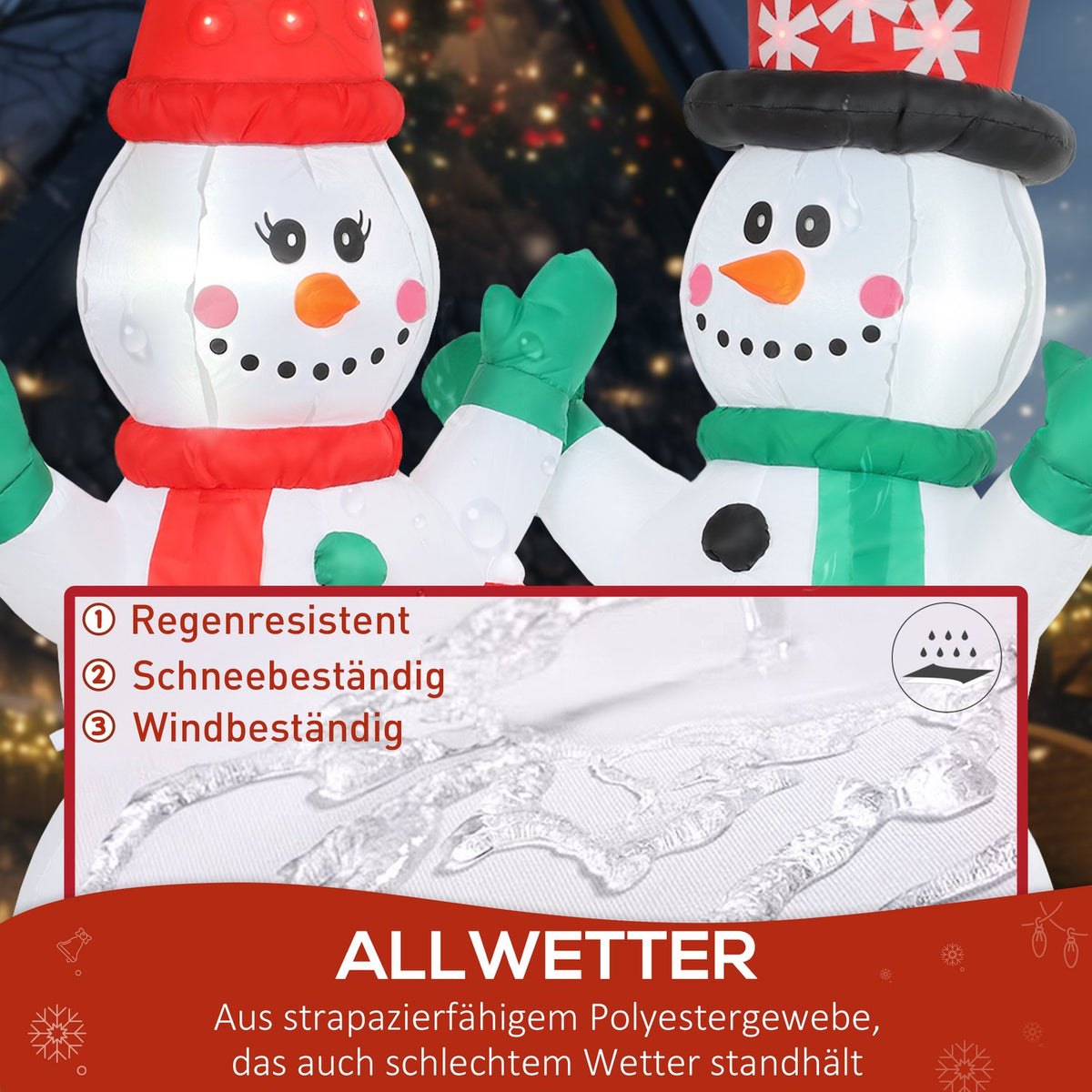 Inflatable Snowman Family, 1.8m Christmas Decor with LEDs