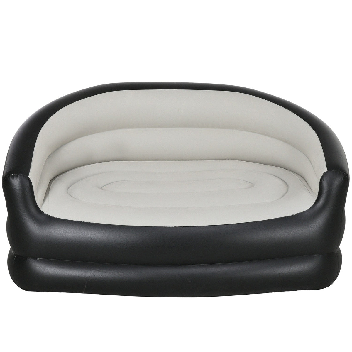 Inflatable Sofa Inflatable Couch With Soft Plush For 2 People, Indoor & Outdoor, Light Gray, 125X100X87Cm