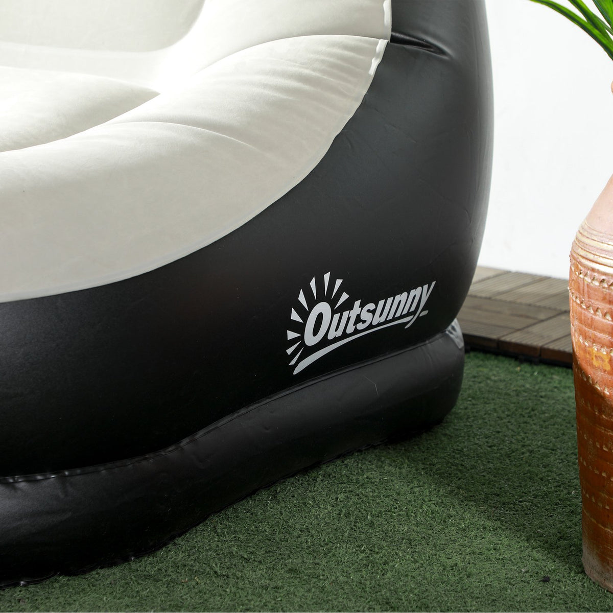 Inflatable Sofa With Footstool Air Sofa With Cup Holder, For Camping & Home, Light Gray, 125X100X87Cm