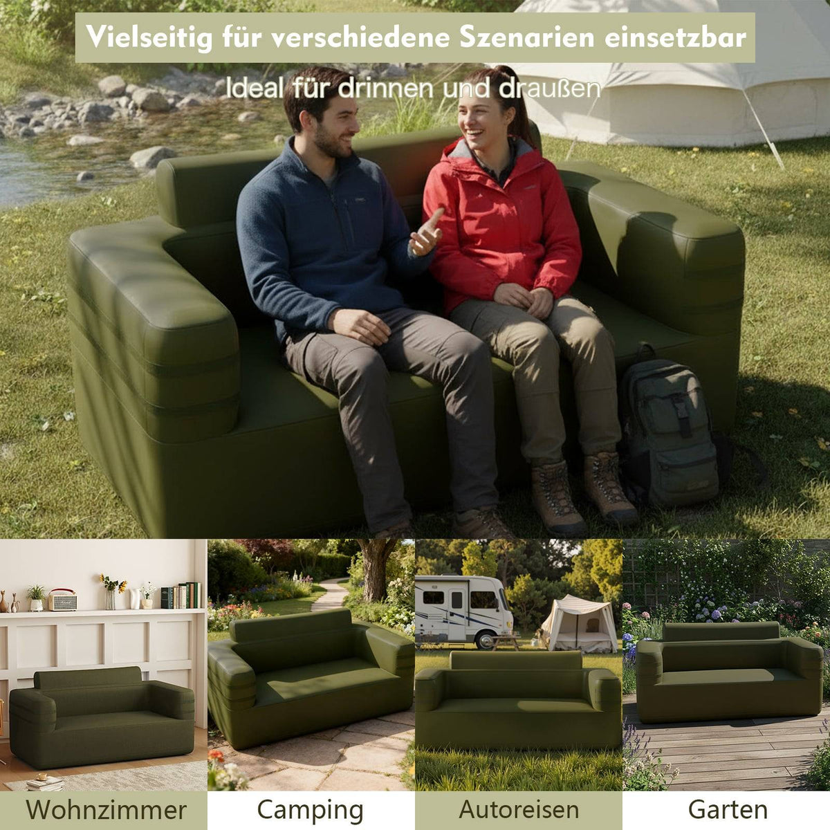 Inflatable Sofa with Pump & Storage Bag for 2 People