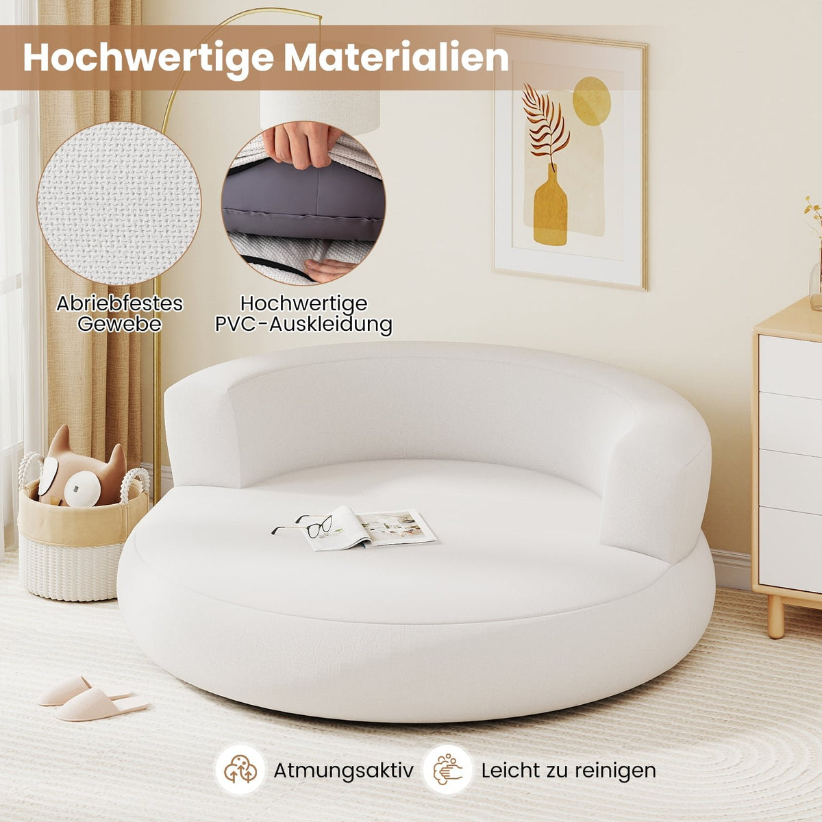 Inflatable Sofa with Removable Cover, 142 cm, White