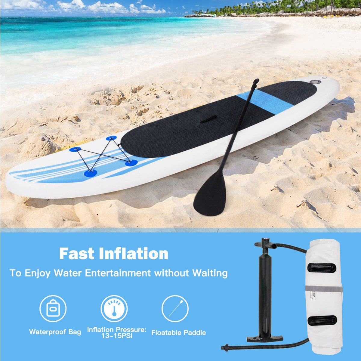 Inflatable Stand-Up Paddle Board 10'6 with Adjustable Paddle