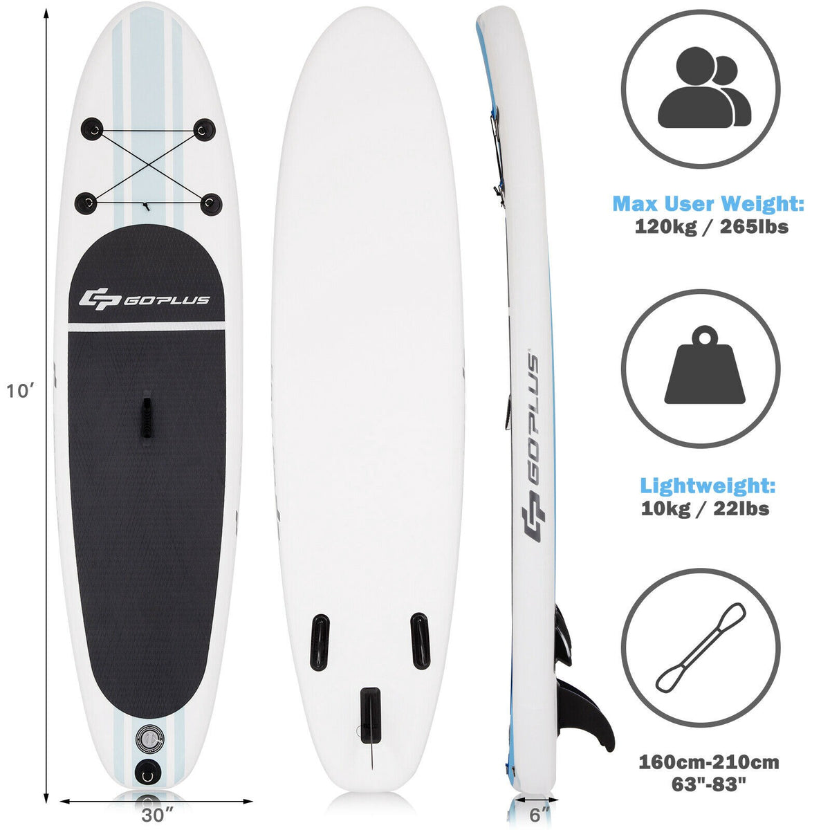 Inflatable Stand Up Paddle Board 10 Ft, Paddle and Pump