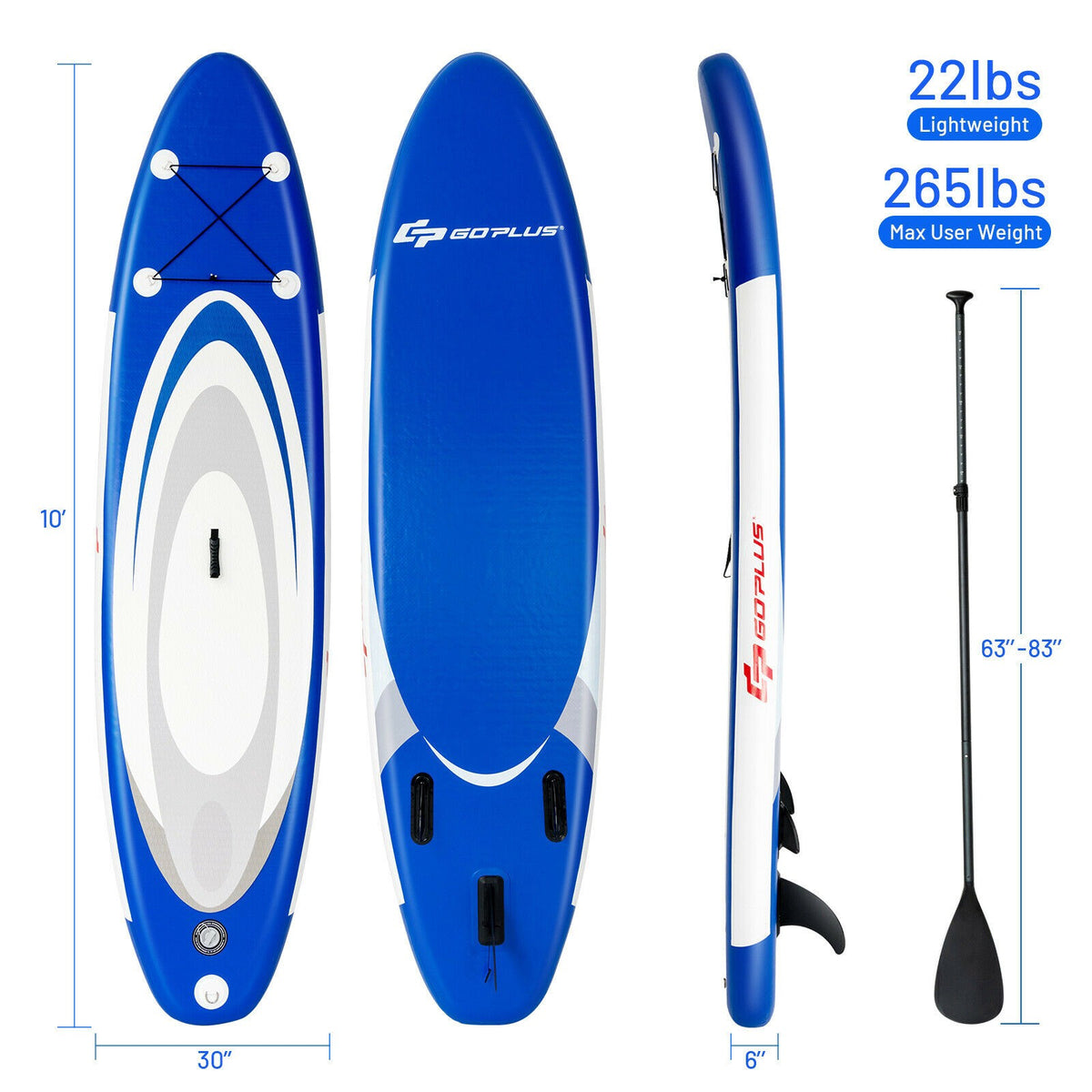 Inflatable Stand Up Paddle Board 10ft, Backpack, Paddle Pump