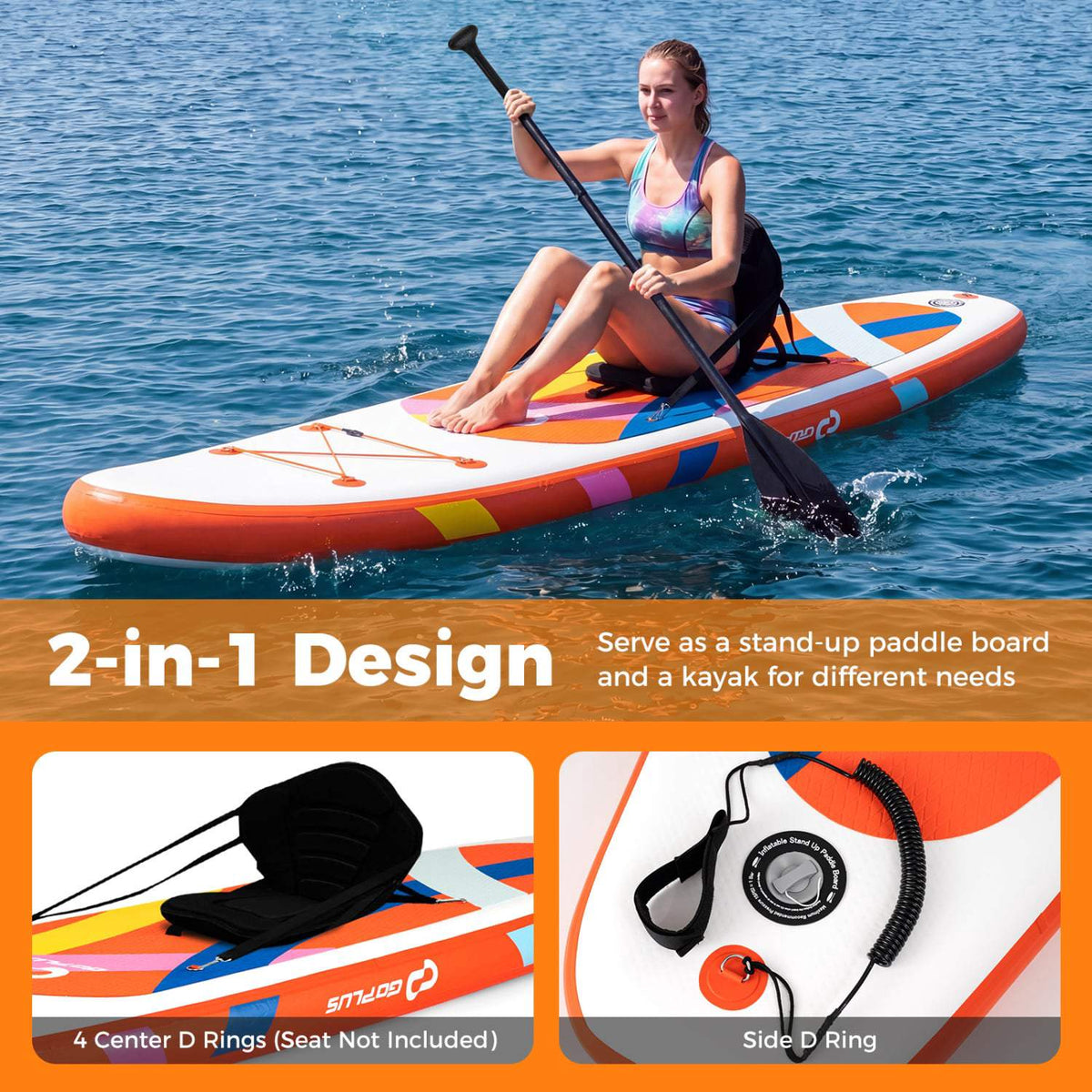 Inflatable Stand Up Paddle Board 11 Ft, Backpack, Kayak Mode