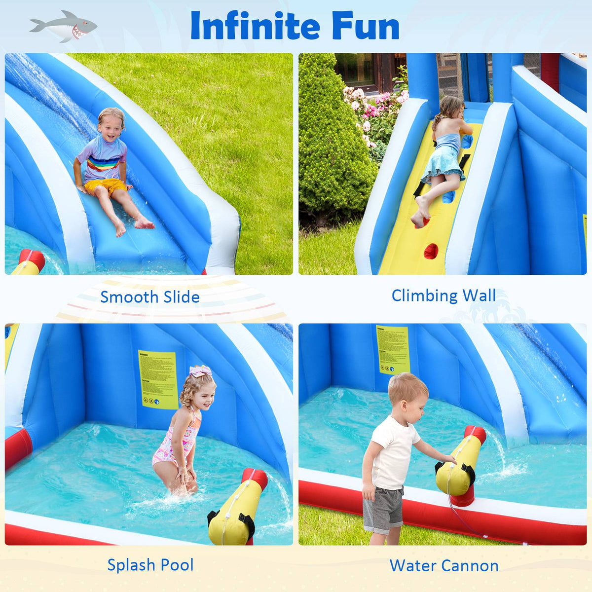 Inflatable Water Park Bounce House, Slide, Climb Wall