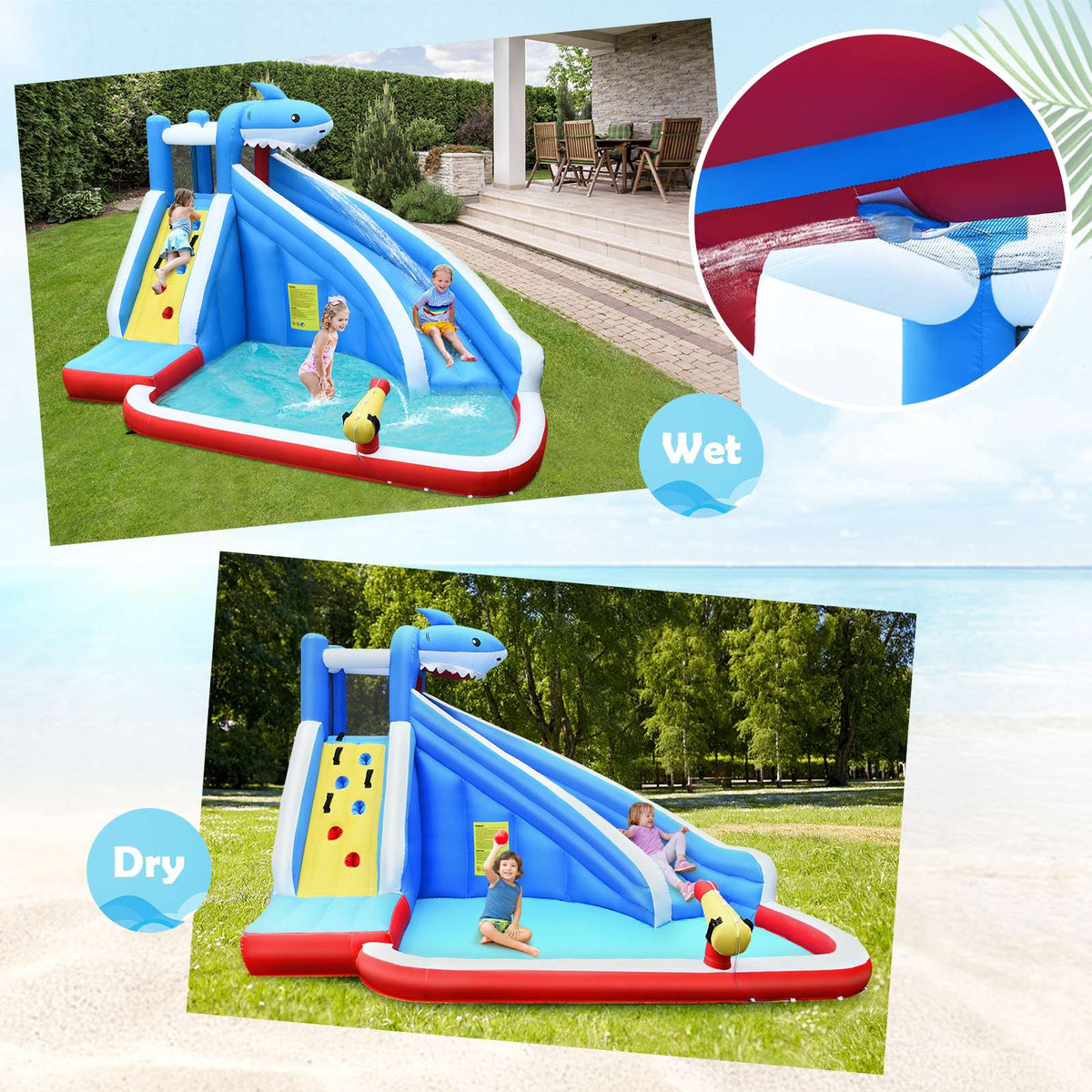 Inflatable Water Park Bounce House, Slide, Climb Wall