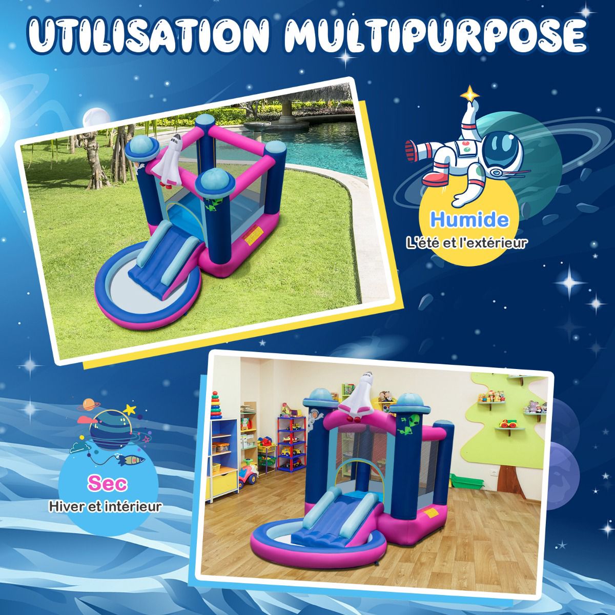 Inflatable Water Slide Bouncy Castle With Pool, Blower