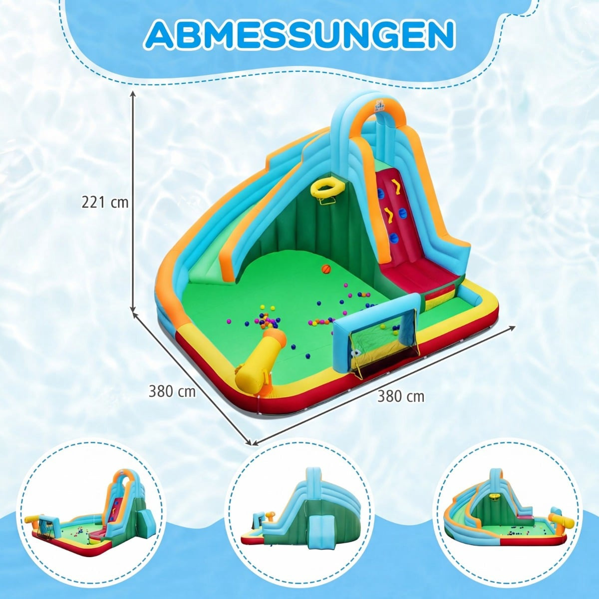 Inflatable Water Slide with Balls and Climbing Wall