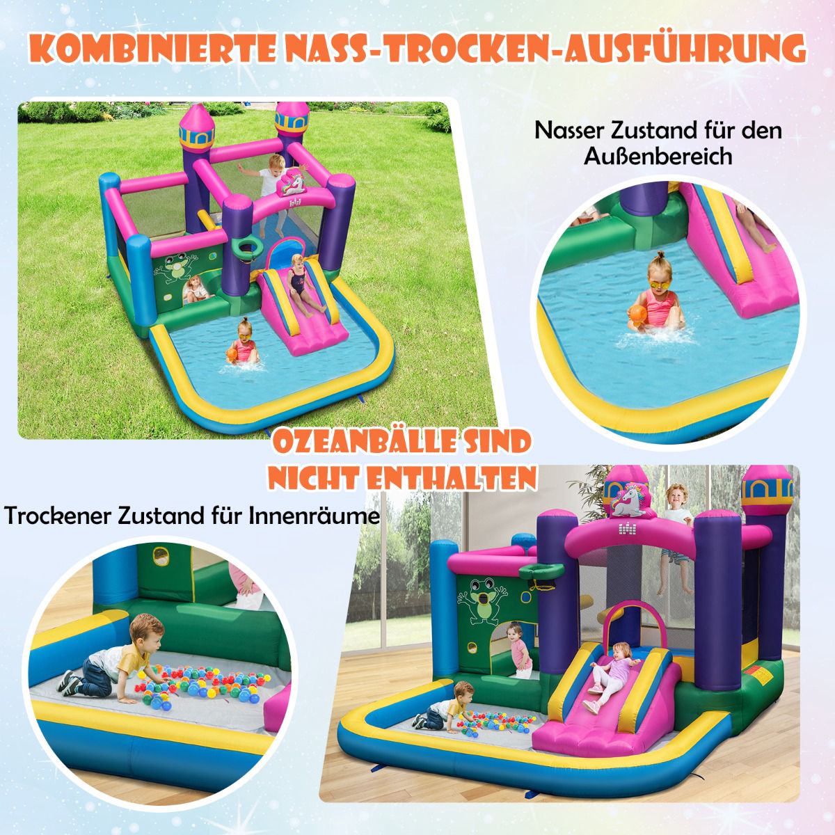 Inflatable Water Slide with Blower, 327x392x270 cm, Oxford Fabric