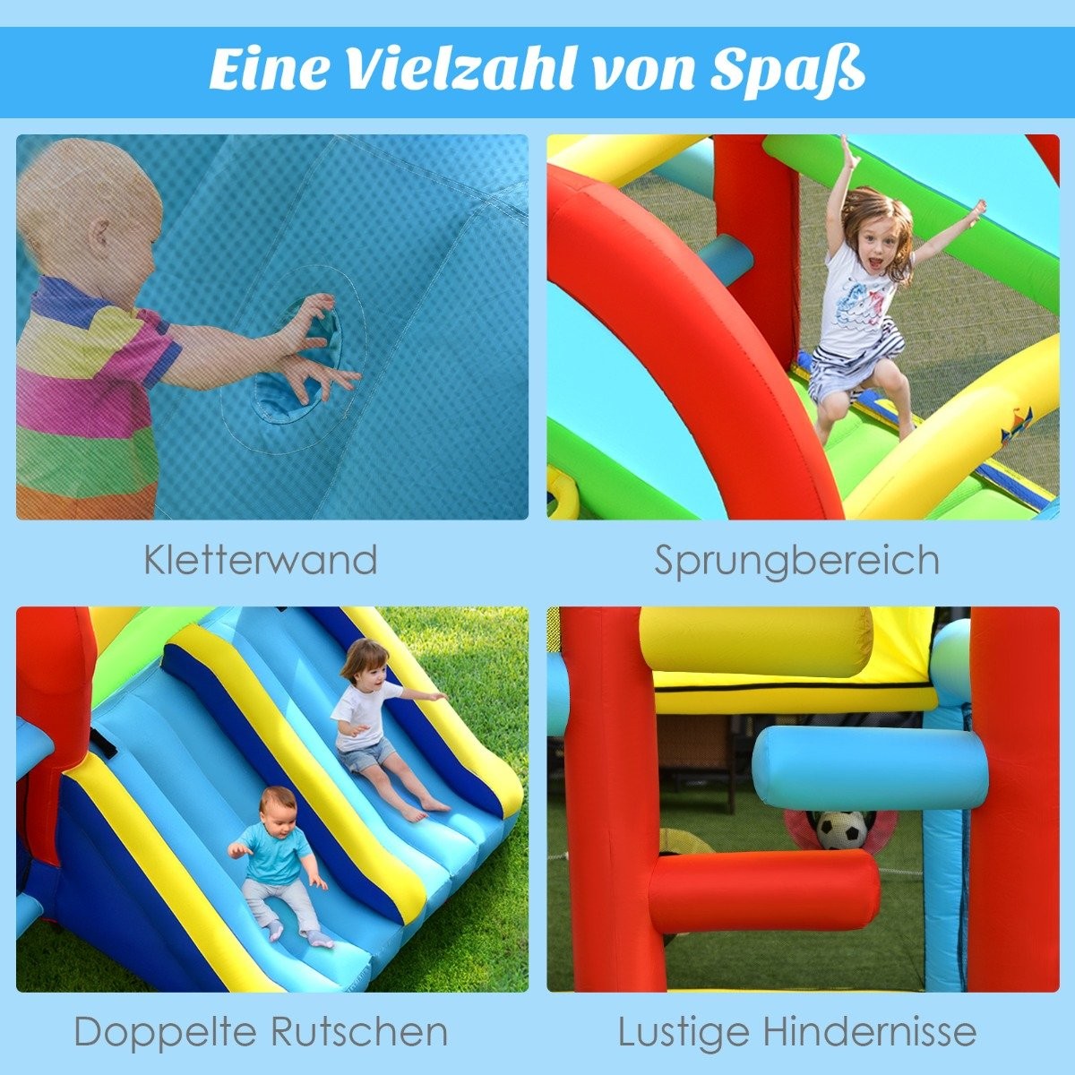 Inflatable bouncy castle jumping castle with double slides outdoor colorful