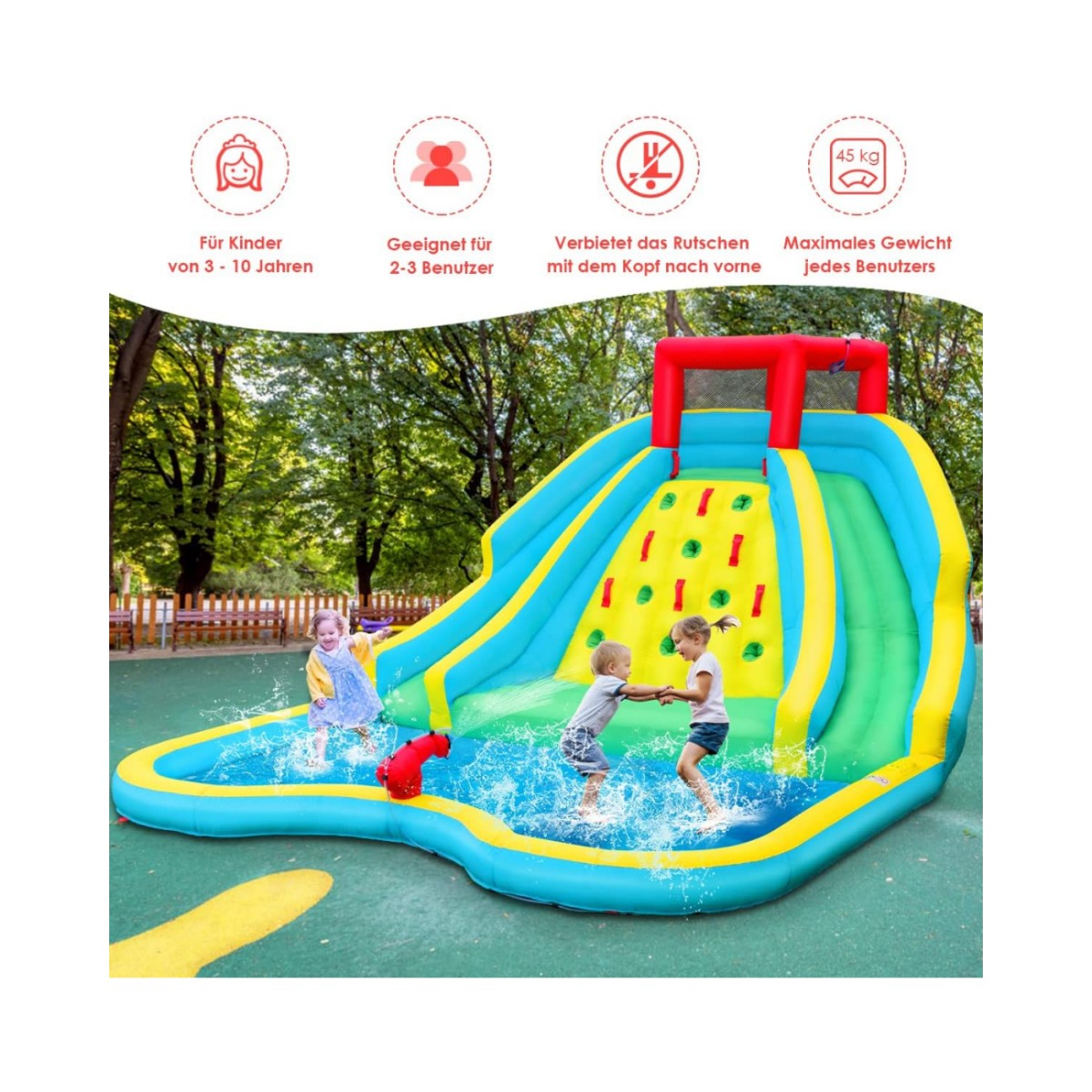 Inflatable bouncy castle with blower Bouncy castle with two water slides 452 x 366 x 229 cm