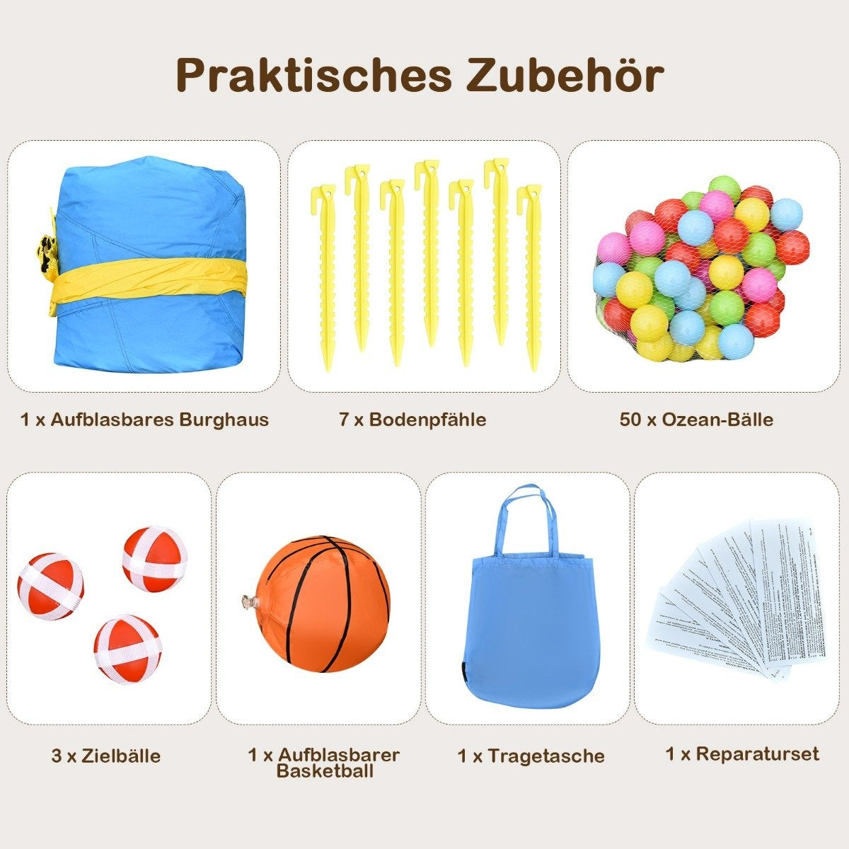 Inflatable bouncy castle with slide & ball pit & basketball hoop 477 x 241 x 208 cm (without blower)