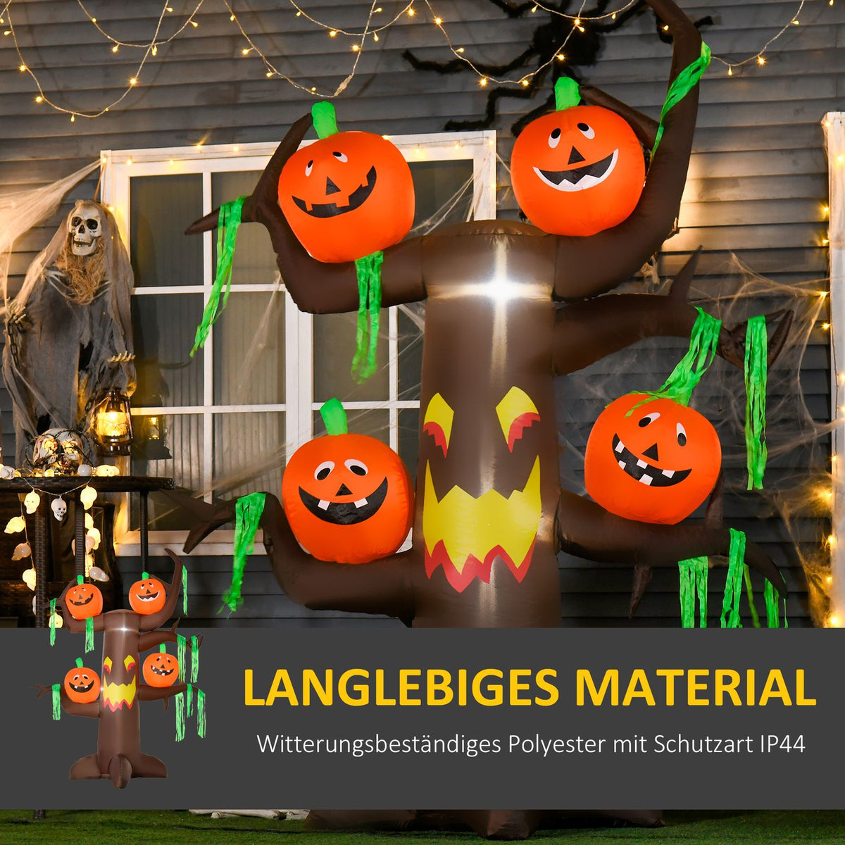 Inflatable haunted tree pumpkin Halloween decoration air figure with LED lighting, polyester, 180x80x240cm