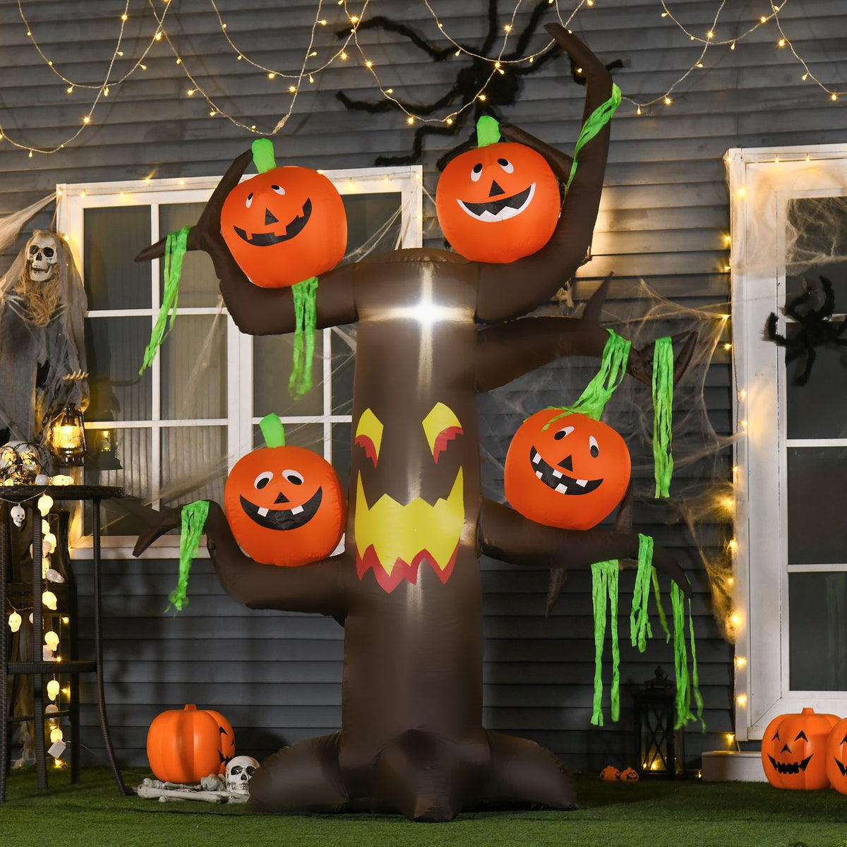 Inflatable haunted tree pumpkin Halloween decoration air figure with LED lighting, polyester, 180x80x240cm