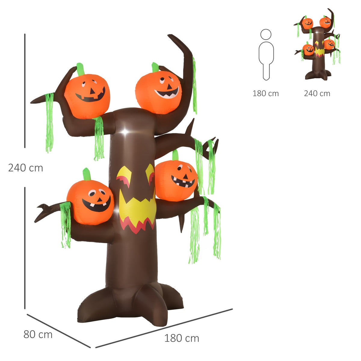 Inflatable haunted tree pumpkin Halloween decoration air figure with LED lighting, polyester, 180x80x240cm