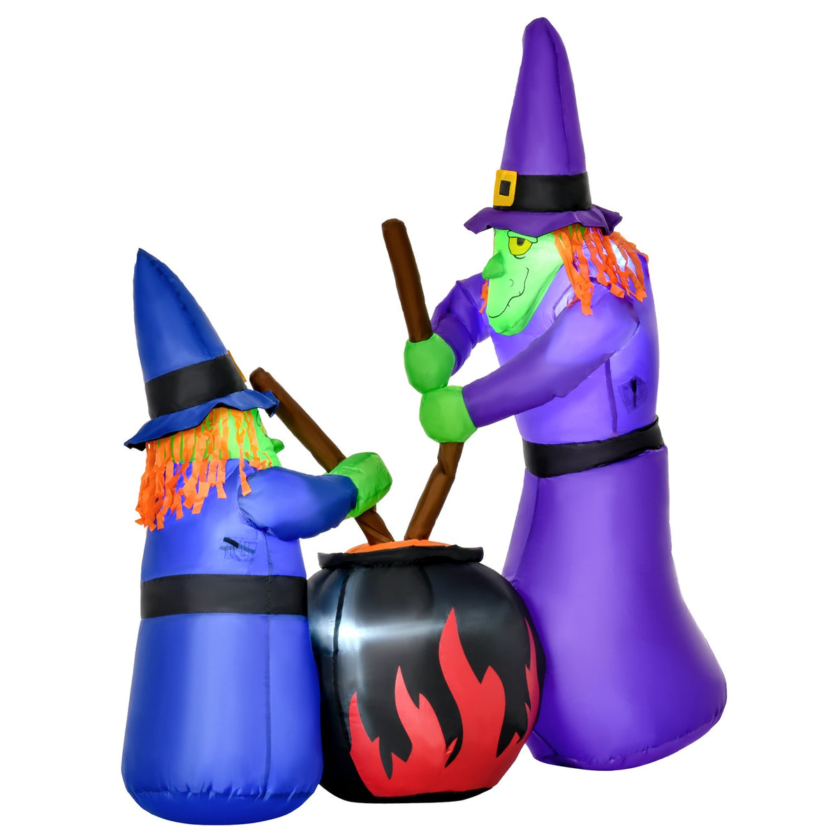 Inflatable witch cauldron figure air figure Halloween decoration with LED lighting, polyester, 170x60x180cm