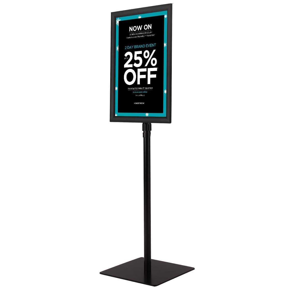 Information stand A3 height-adjustable removable poster stand silver/black 42 x 29.5 cm-black