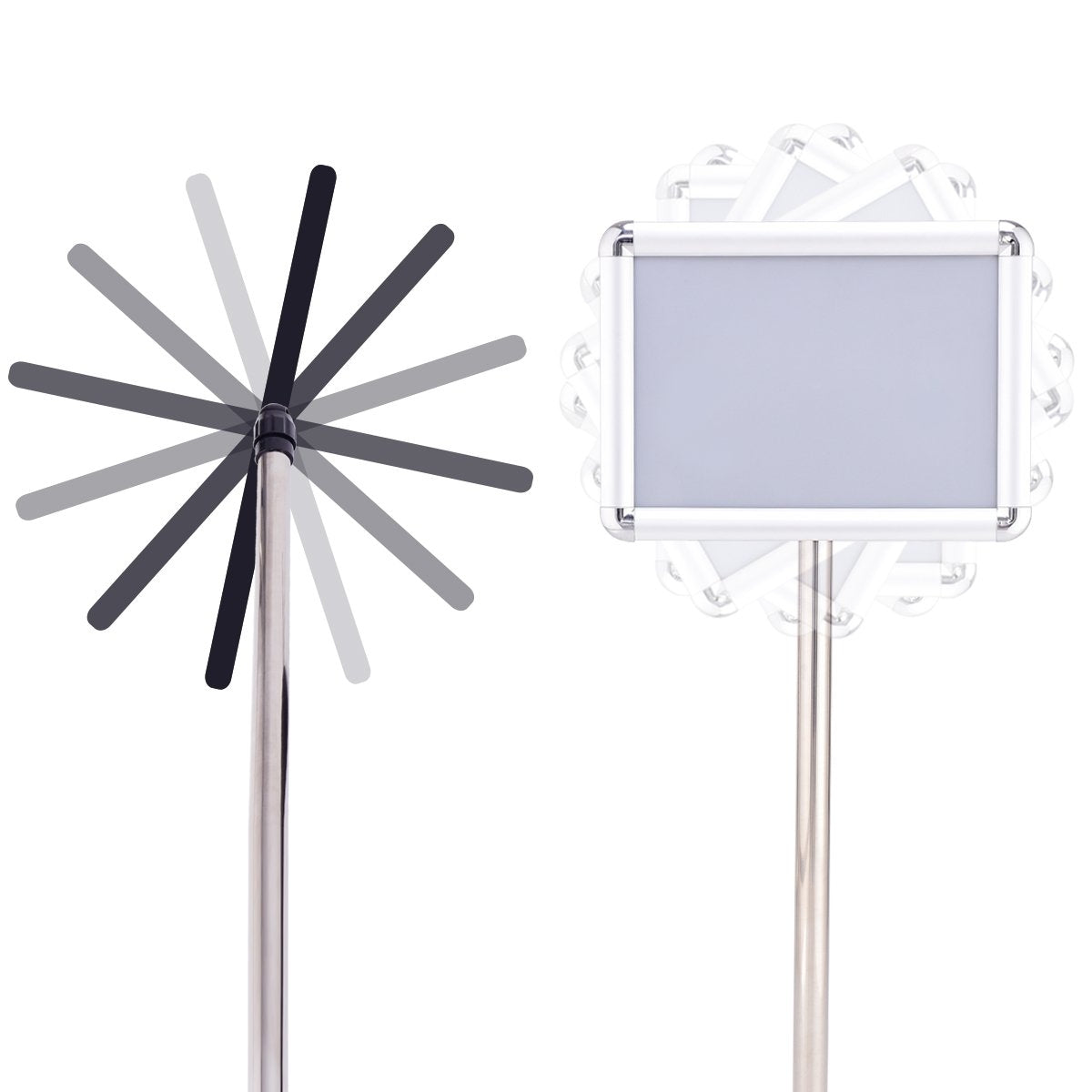 Information stand, information stand, poster stand, customer stopper made of metal, rotatable (A4)