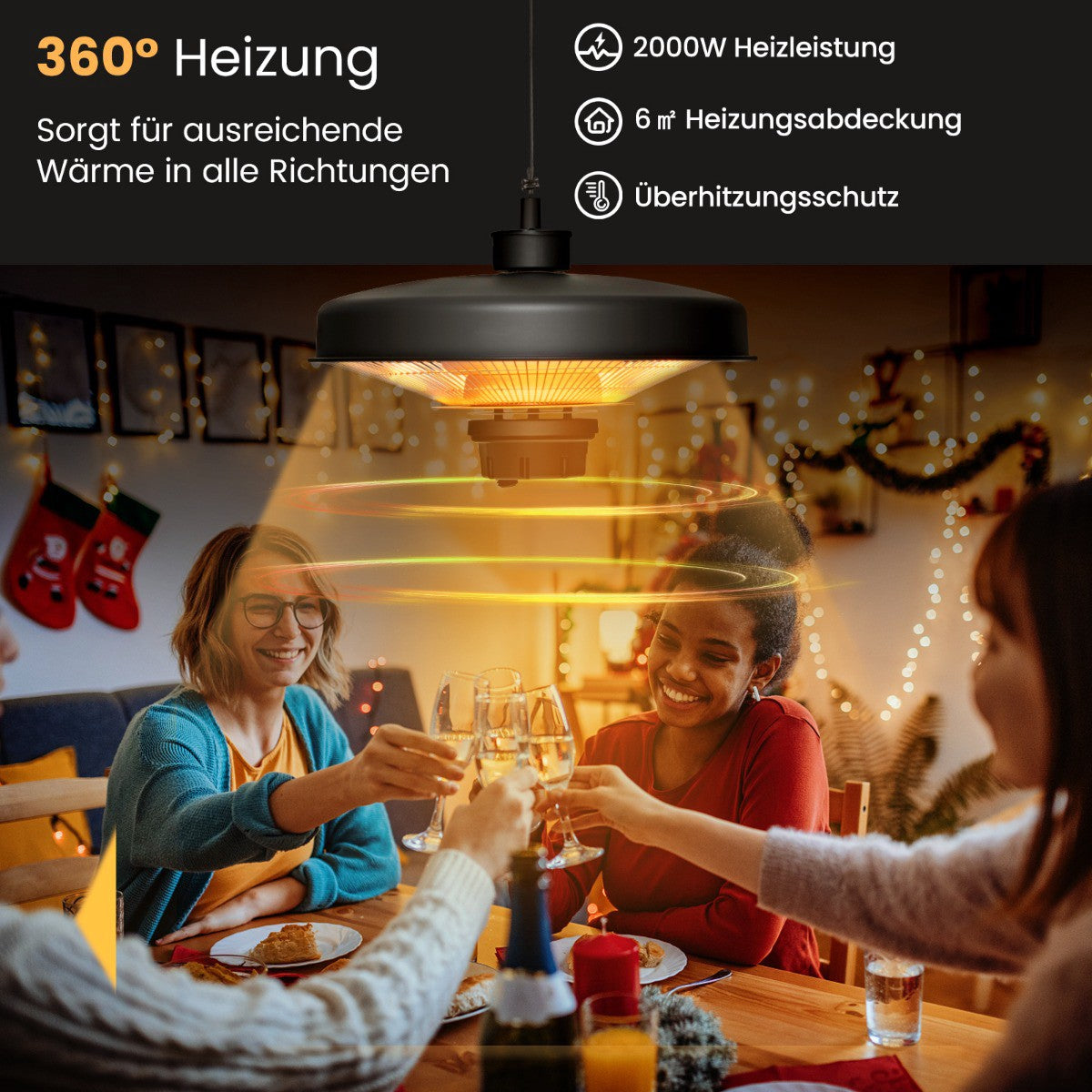 Infrared Ceiling Patio Heater 2000W, Remote Control, IP65