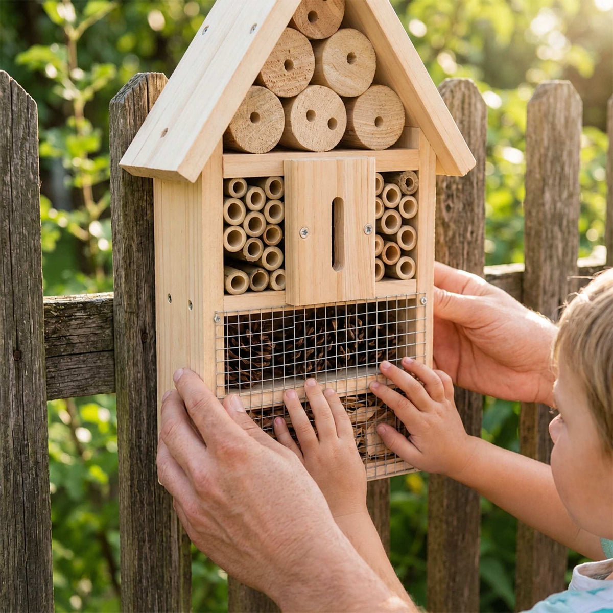 Insect Hotel Kit, Fir Wood & Bamboo, 30.5 cm