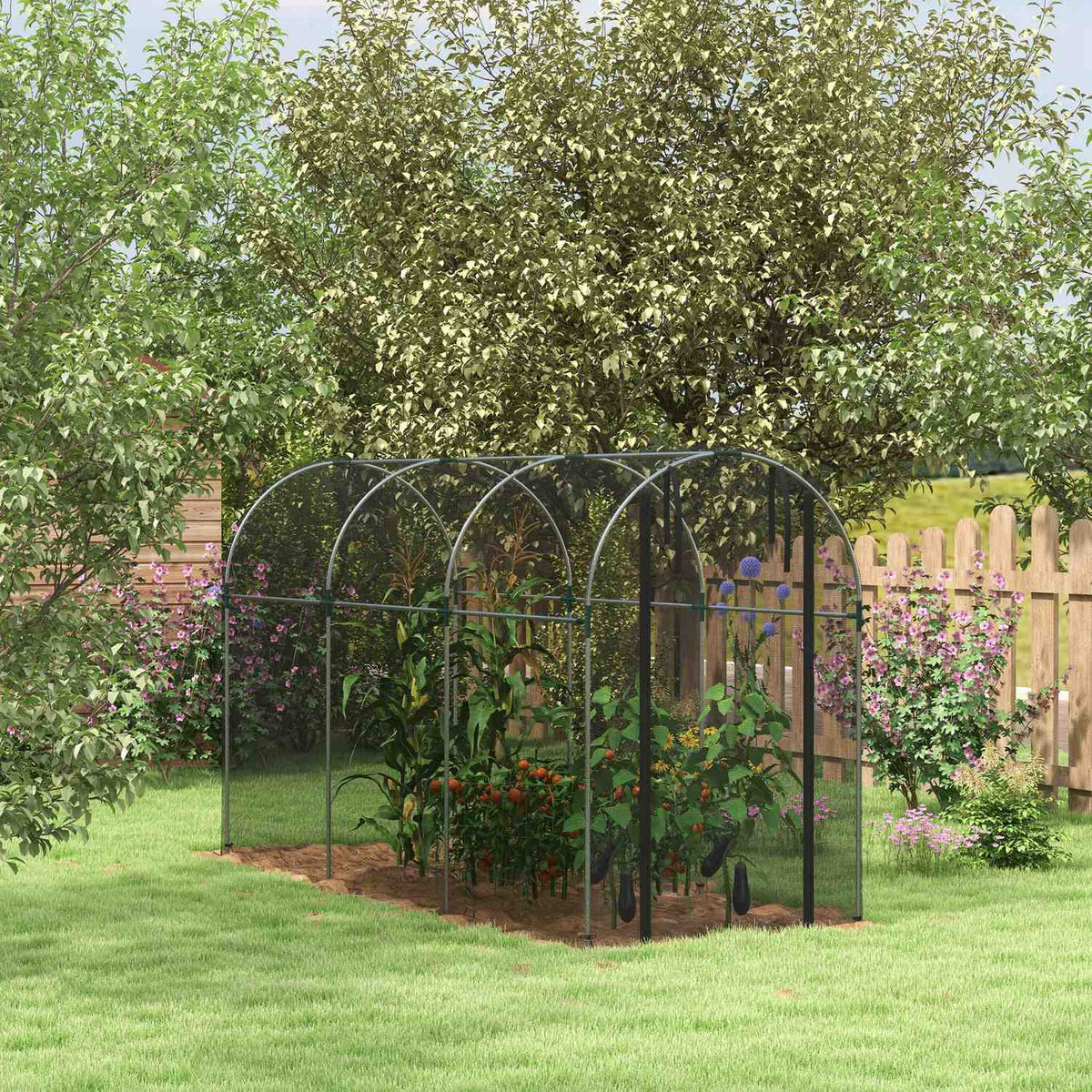 Insect protection net 1.2 x 3.6 m garden net with door, plant protection tent, pest protection net with steel frame, HDPE black