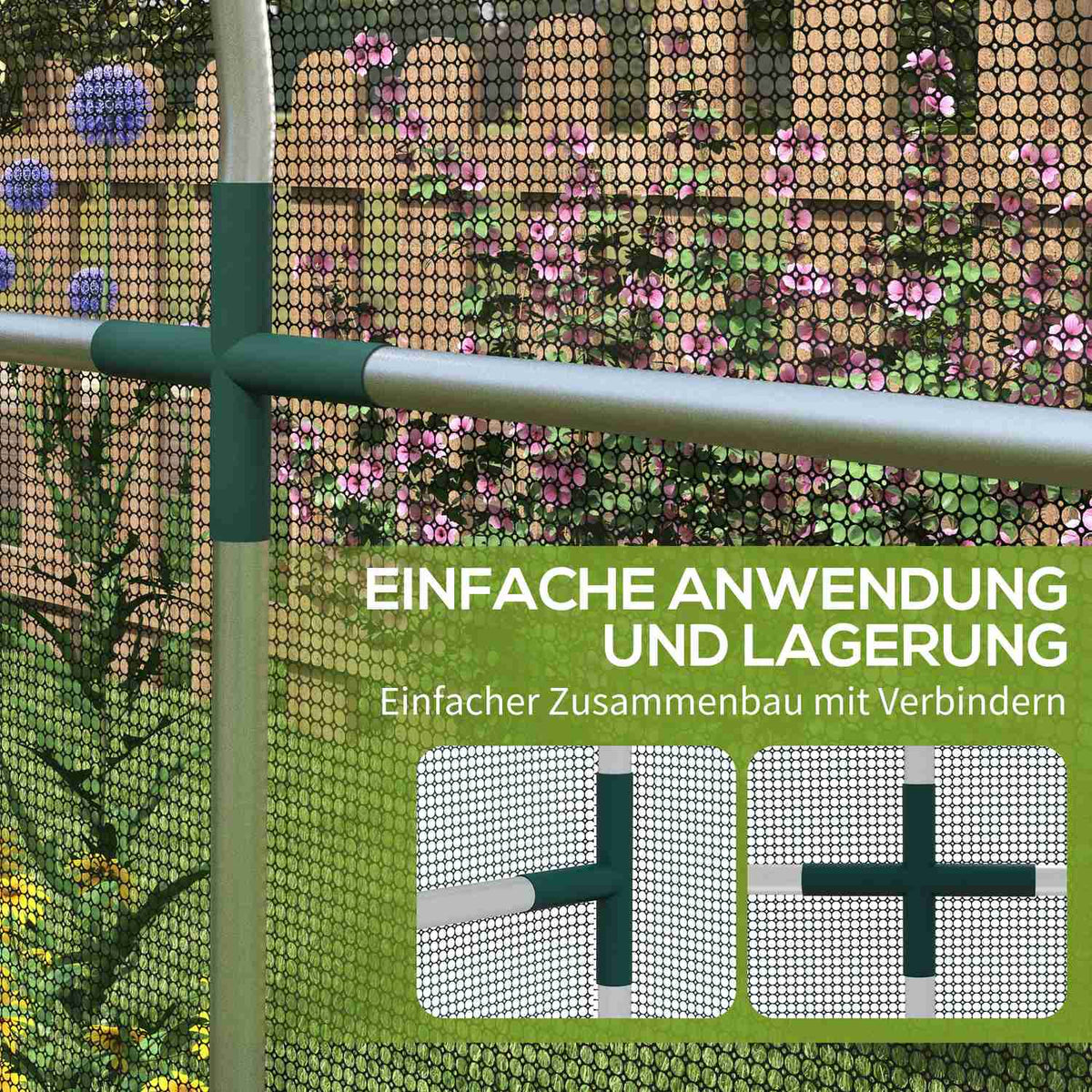 Insect protection net 1.2 x 3.6 m garden net with door, plant protection tent, pest protection net with steel frame, HDPE black