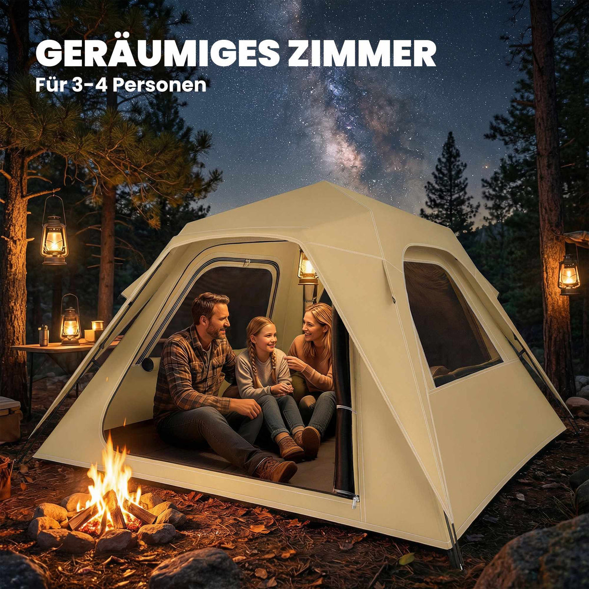 Instant Pop-Up Tent, Waterproof, 2-3 Person, 240x240x160 cm