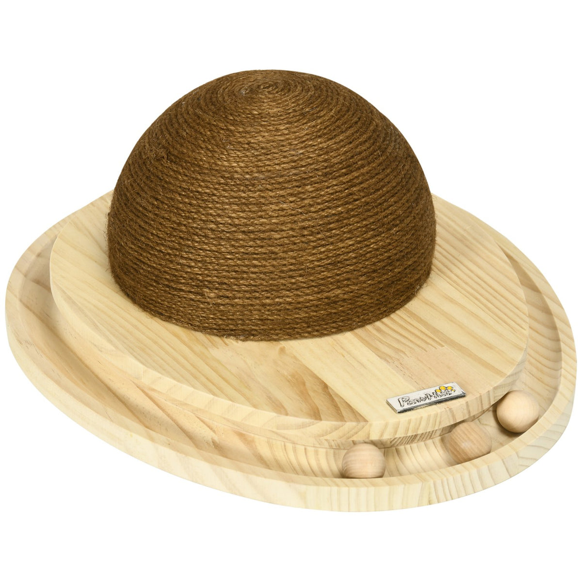 Interactive Cat Toy 2-In-1 Scratching Toy With Scratching Board And Marble Track, Jute, Pine Wood, Natural + Coffee, 39.5X32.5X14.5 Cm