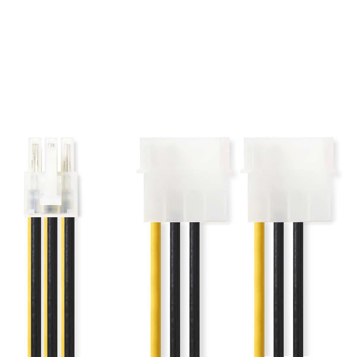 Internal Power Cable | 2x Molex Male | PCI Express Female | Gold Plated | 0.20 m | Round | PVC | Yellow / Black | Plastic bag
