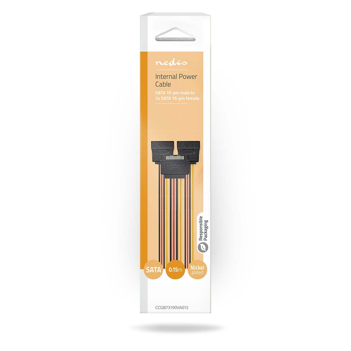 Internal Power Cable | SATA 15-Pin Male | 2x SATA 15-Pin Female | Gold Plated | 0.15 m | Round | PVC | Multicolored | Box