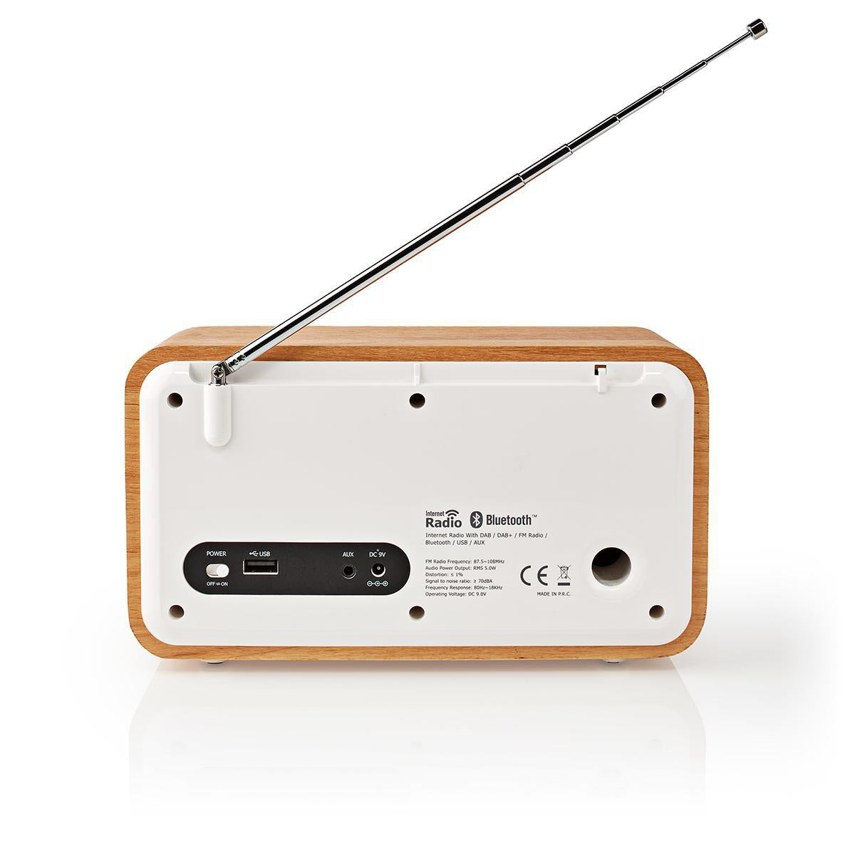 Internet Radio | Desktop design | Bluetooth® / Wi-Fi | DAB+ / FM / Internet | 2.4 " | Color screen | 7 W | Remote control | App controlled | Alarm clock | Sleep timer | Brown / White