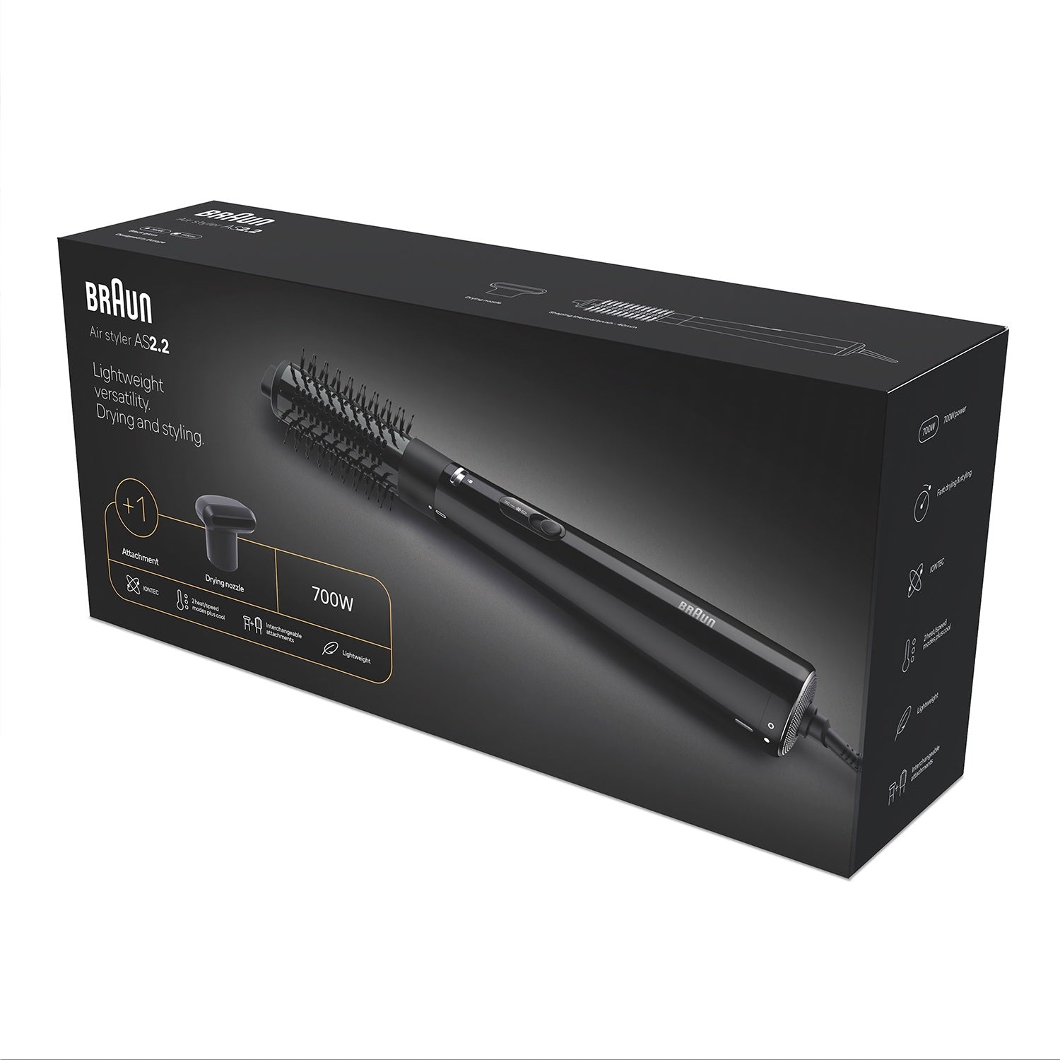 Ionic Air Styler 700W, 2 Heat Settings, 2 Attachments