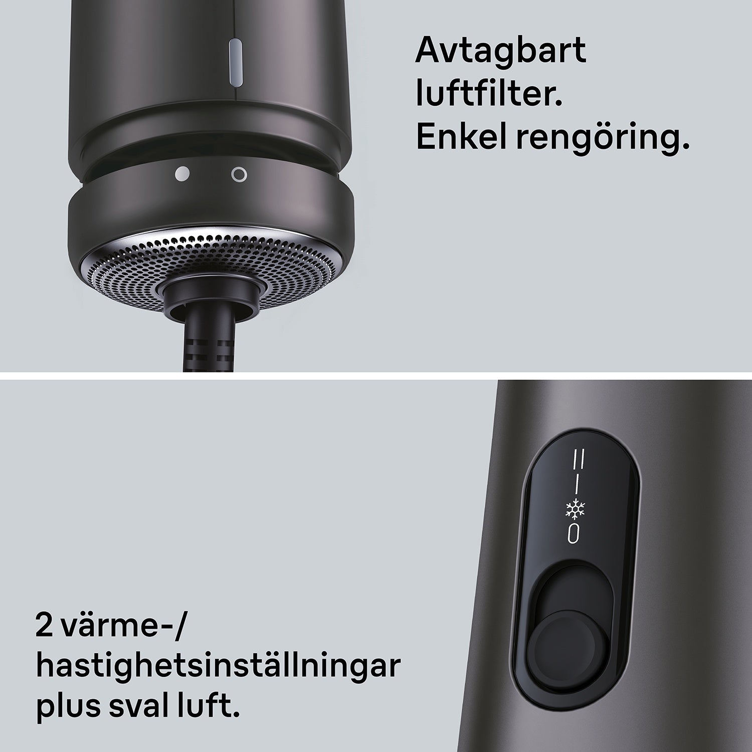Ionic Hot Air Brush Styler 800W, 2 Attachments