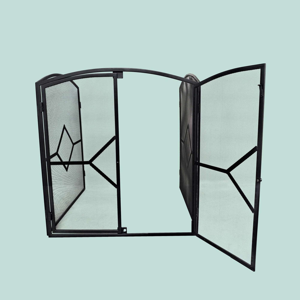 Iron Fireplace Screen, 3-Piece with Door