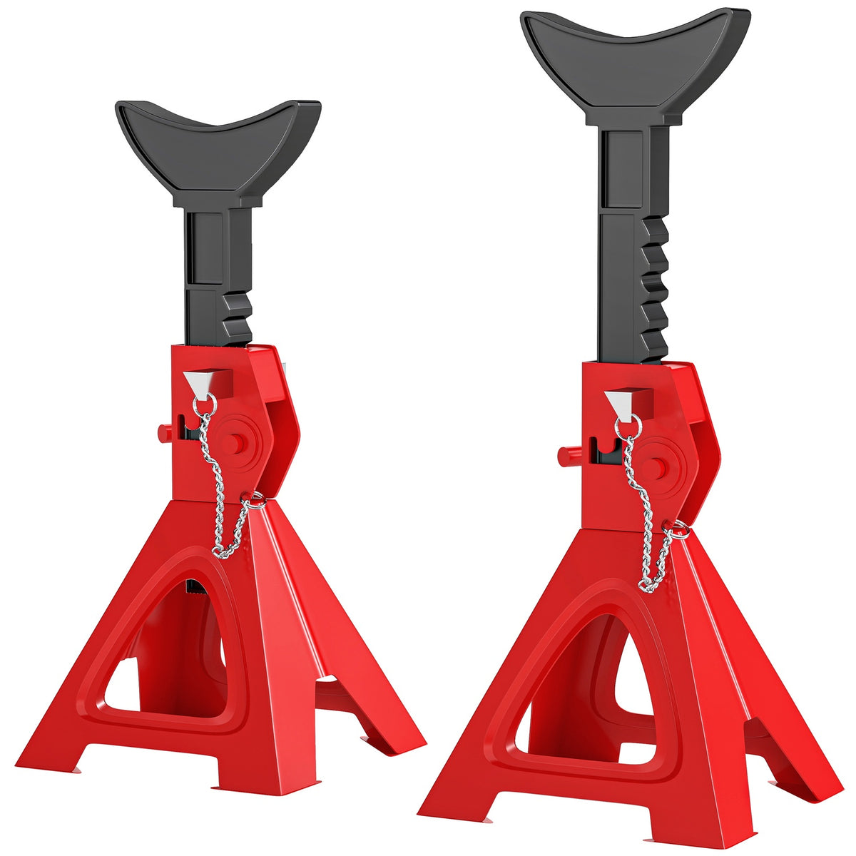 Jack stand 3 ton load capacity 2 pieces support stand including safety pin 10 levels height adjustable red