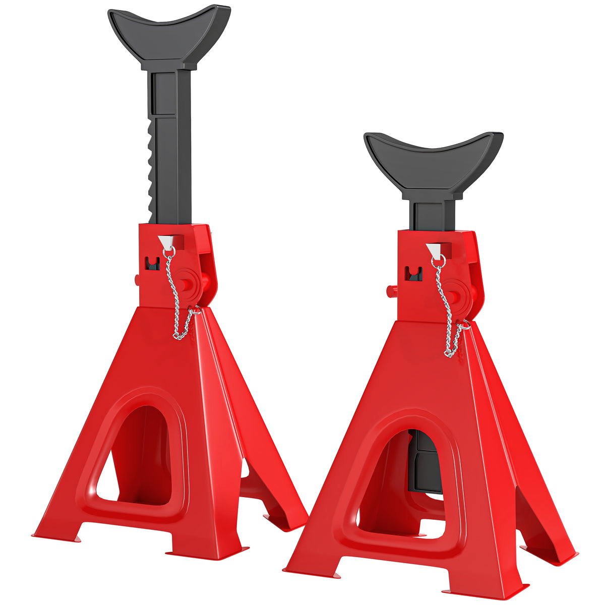 Jack stand 6 ton load capacity 2 pieces support stand including 2 safety pins height adjustable red