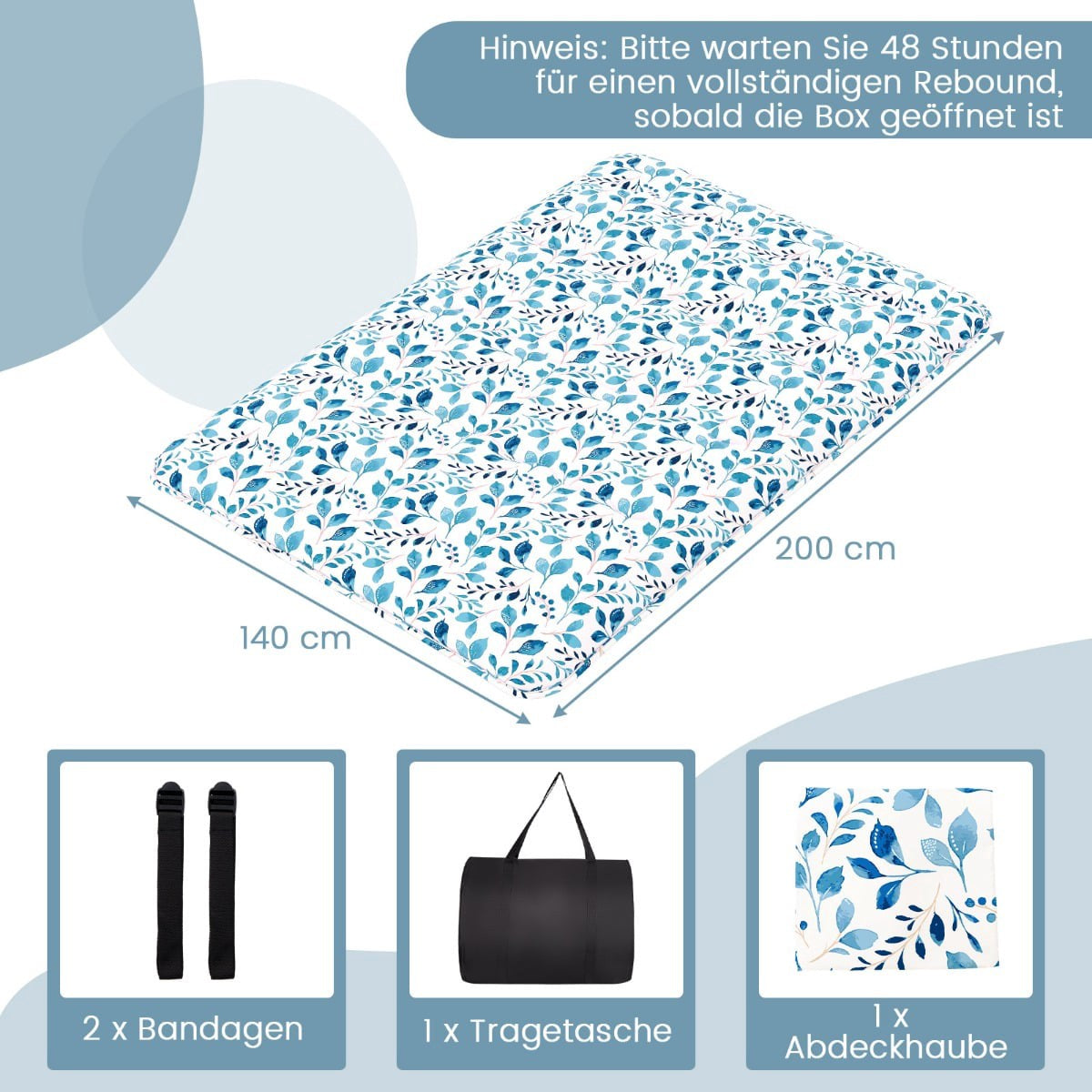 Japanese Futon Mattress, Washable Cover, 140x200 cm