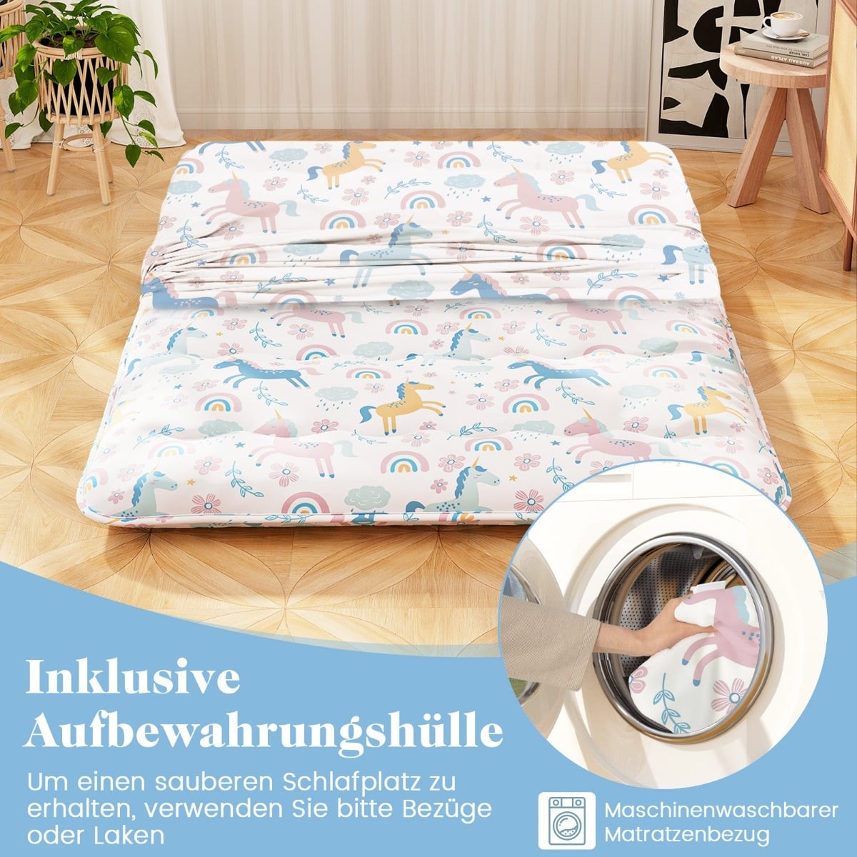 Japanese Futon Mattress, Washable Cover, 140x200 cm