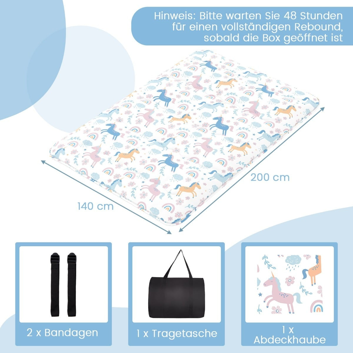 Japanese Futon Mattress, Washable Cover, 140x200 cm