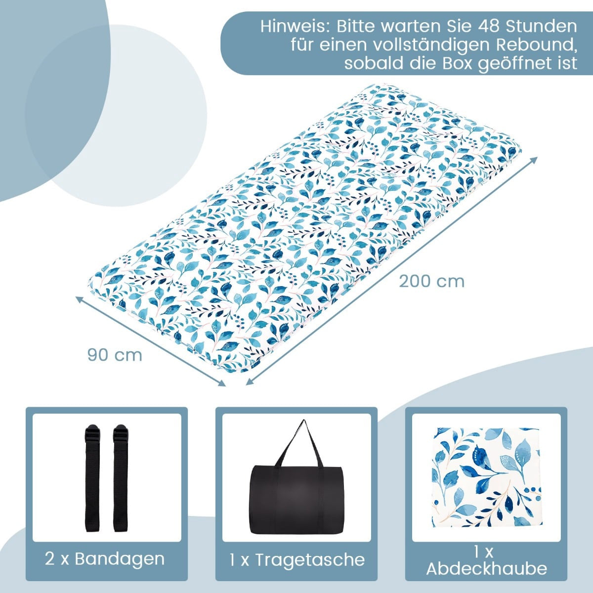 Japanese Futon Mattress, Washable Cover, 90x200 cm
