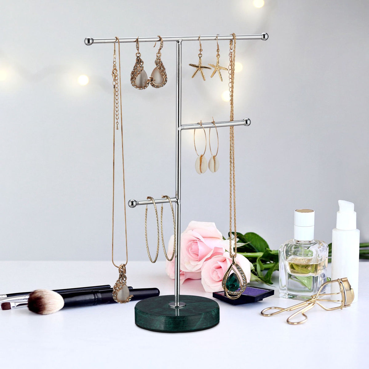 Jewelry stand green marble