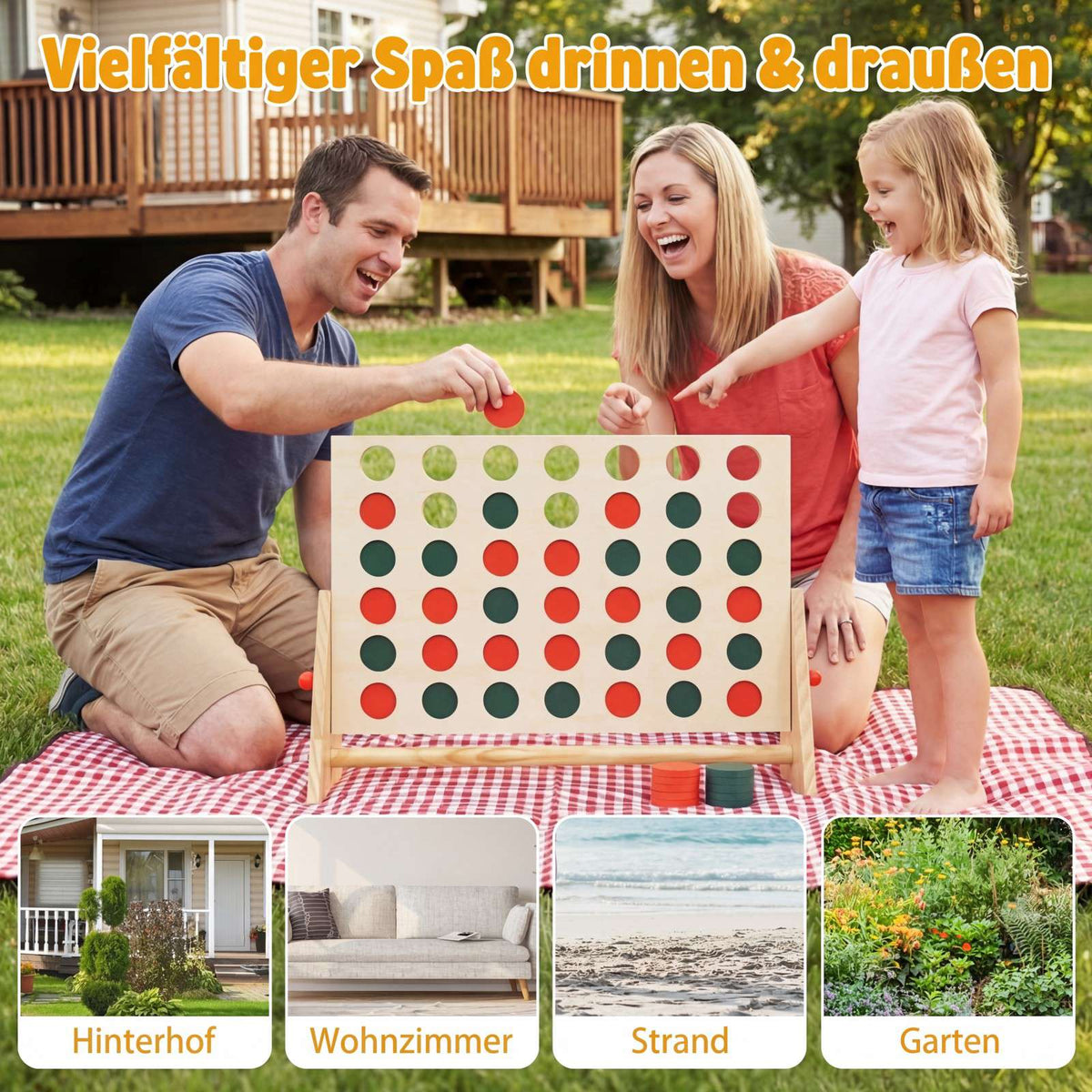 Jumbo Wooden Connect 4 Game with 42 Pieces